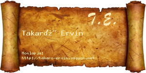 Takaró Ervin névjegykártya